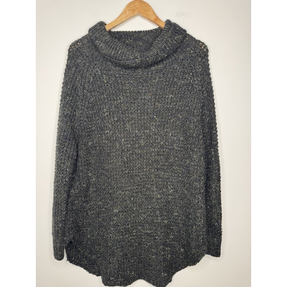 Free People Sweater Women's S Dark Gray Dylan Tweedy Turtleneck Chunky Fisherman